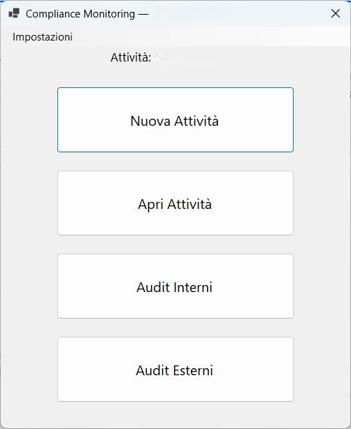 Selezione o creazione attività e scelta tipo audit