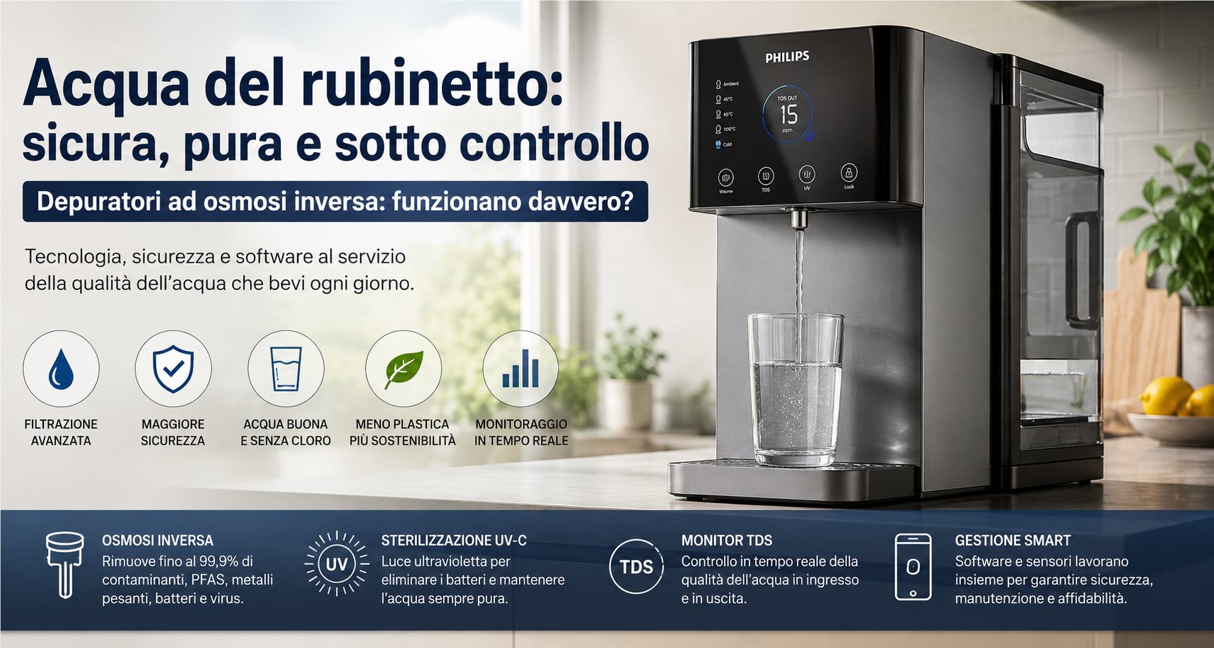 Acqua del rubinetto, ordinanze e depuratori: un sistema ad osmosi inversa domestico può davvero sostituire l’acqua minerale?